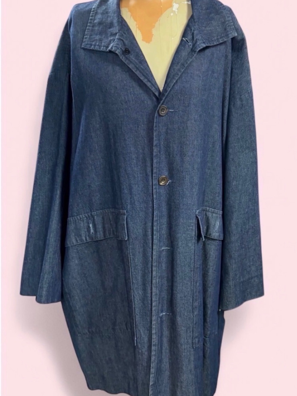 Eskandar Women’s Denim Overcoat - Dark Blue